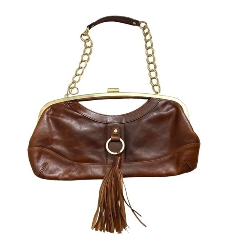 Latico brown leather mini tassel bag